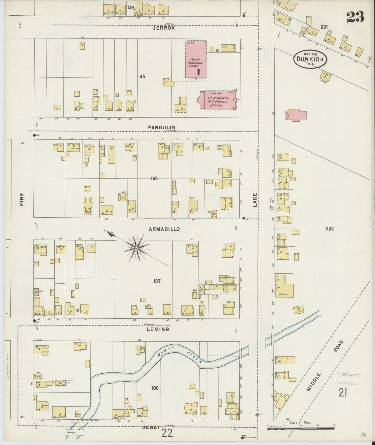 Sanborn Fire Insurance Map from Dunkirk, Chautauqua County, New York (1898), Sheet #0023 - Historic Sanborn Fire Insurance Map Print, vintage old map wall art, antique decor, genealogy gift, New York New York map