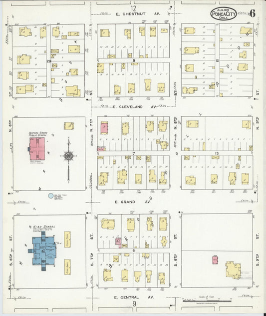 Sanborn Fire Insurance Map from Ponca City, Kay County, Oklahoma (1919), Sheet #0006 - Historic Sanborn Fire Insurance Map Print, vintage old map wall art, antique decor, genealogy gift, Oklahoma Oklahoma map
