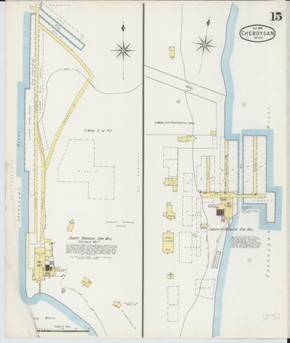 Sanborn Fire Insurance Map from Cheboygan, Cheboygan County, Michigan (1895), Sheet #0015 - Complete Map Set gallery image, historic Sanborn map, vintage wall art, Michigan Michigan