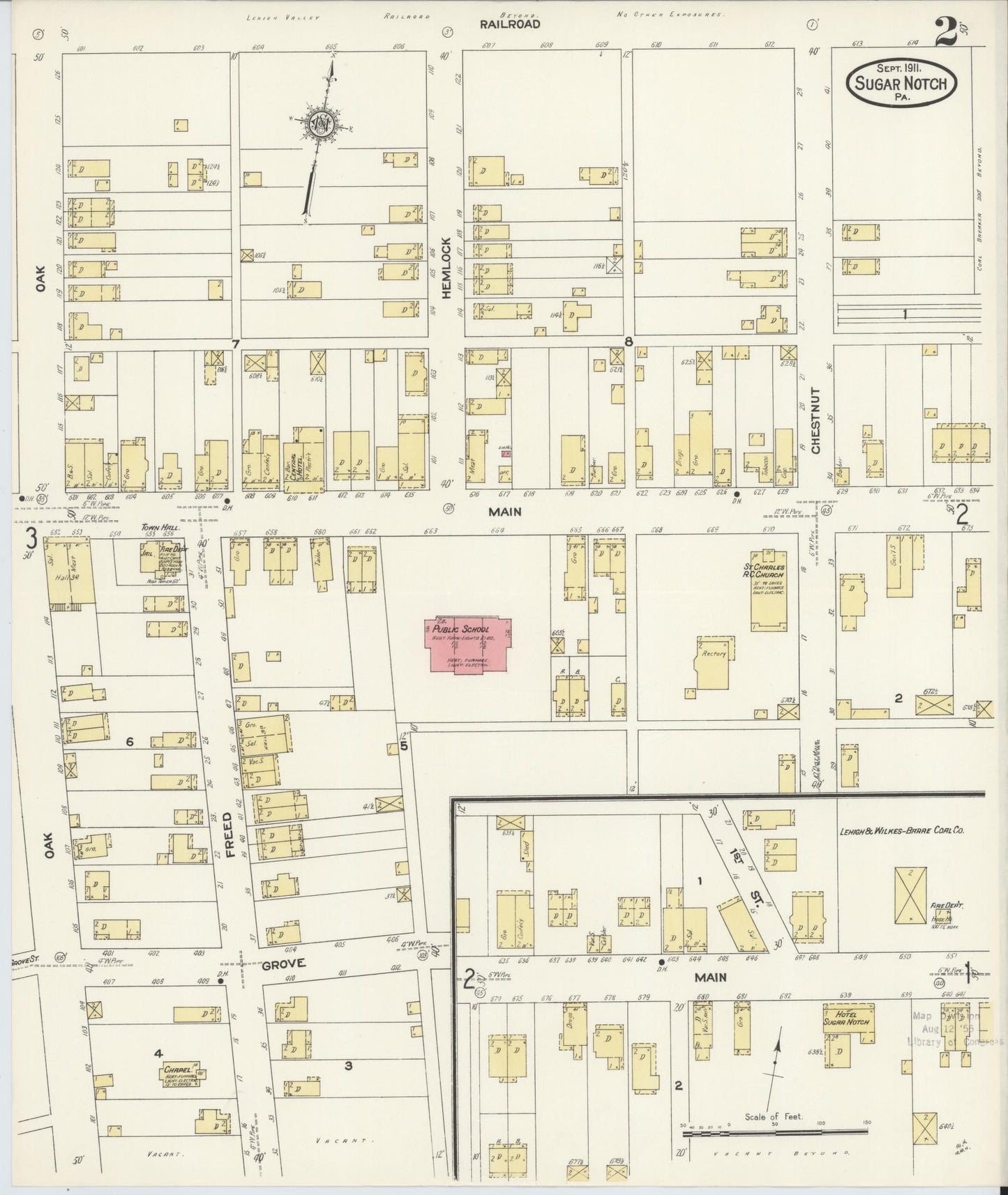 Sanborn Fire Insurance Map from Sugar Notch, Luzerne County, Pennsylvania (1911), Sheet #0002 - Complete Map Set gallery image, historic Sanborn map, vintage wall art, Pennsylvania Pennsylvania