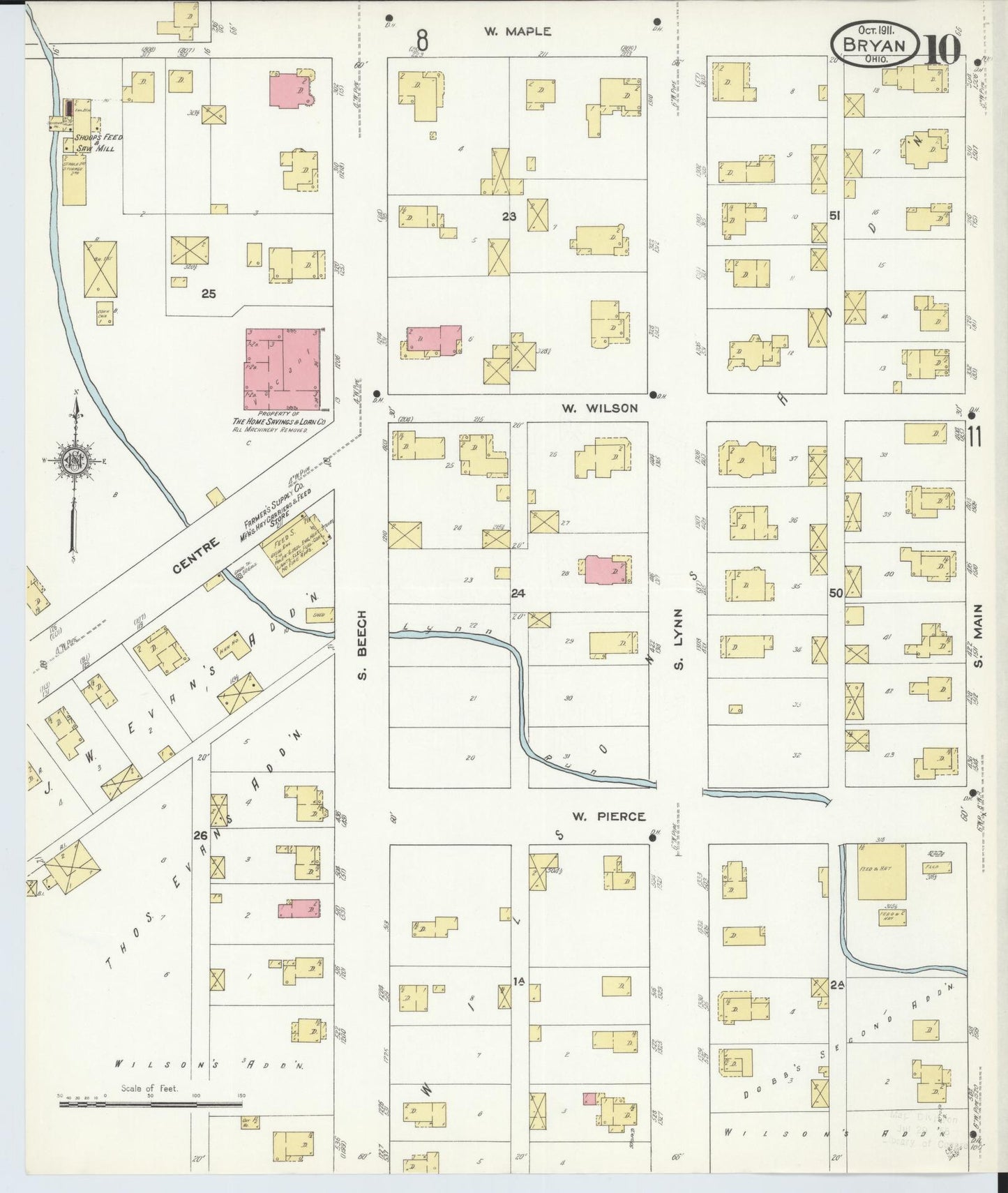 Sanborn Fire Insurance Map from Bryan, Williams County, Ohio (1911), Sheet #0010 - Complete Map Set gallery image, historic Sanborn map, vintage wall art, Ohio Ohio