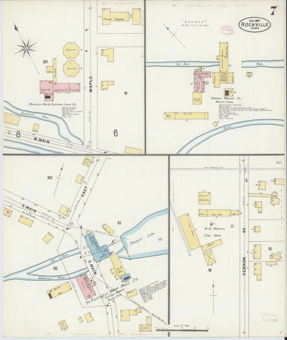 Sanborn Fire Insurance Map from Rockville, Tolland County, Connecticut (1897), Sheet #0007 - Complete Map Set gallery image, historic Sanborn map, vintage wall art, Connecticut Connecticut