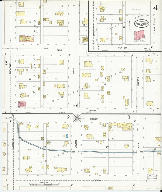 Sanborn Fire Insurance Map from Fredonia, Wilson County, Kansas (1902), Sheet #0004 - Historic Sanborn Fire Insurance Map Print, vintage old map wall art, antique decor, genealogy gift, Kansas Kansas map
