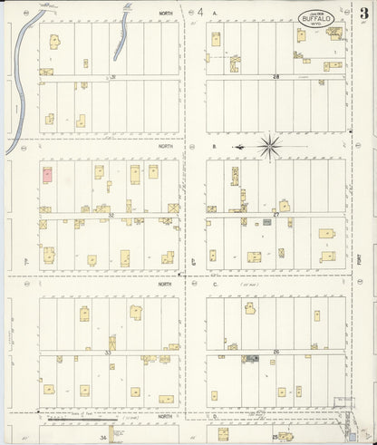 Sanborn Fire Insurance Map from Buffalo, Johnson County, Wyoming (1908), Sheet #0003 - Complete Map Set gallery image, historic Sanborn map, vintage wall art, Wyoming Wyoming