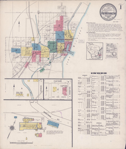 Sanborn Fire Insurance Map from Port Washington, Ozaukee County, Wisconsin (1922), Sheet #0001 - Complete Map Set gallery image, historic Sanborn map, vintage wall art, Wisconsin Wisconsin
