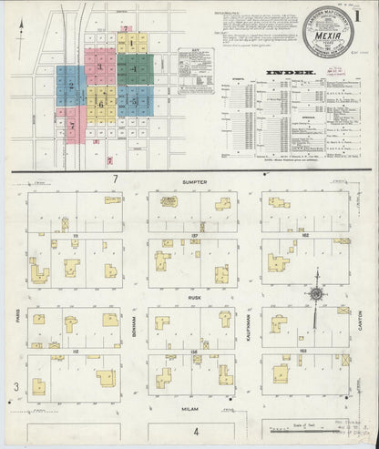Sanborn Fire Insurance Map from Mexia, Limestone County, Texas (1911), Sheet #0001 - Historic Sanborn Fire Insurance Map Print, vintage old map wall art, antique decor, genealogy gift, Texas Texas map