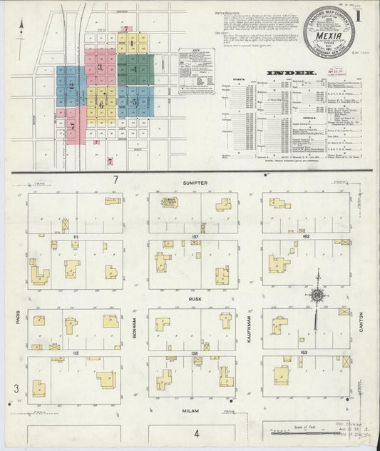 Sanborn Fire Insurance Map from Mexia, Limestone County, Texas (1911), Sheet #0001 - Historic Sanborn Fire Insurance Map Print, vintage old map wall art, antique decor, genealogy gift, Texas Texas map