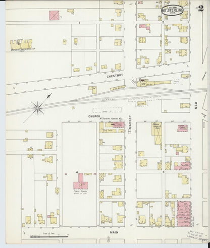 Sanborn Fire Insurance Map from Mount Sterling, Madison County, Ohio (1895), Sheet #0002 - Complete Map Set gallery image, historic Sanborn map, vintage wall art, Ohio Ohio