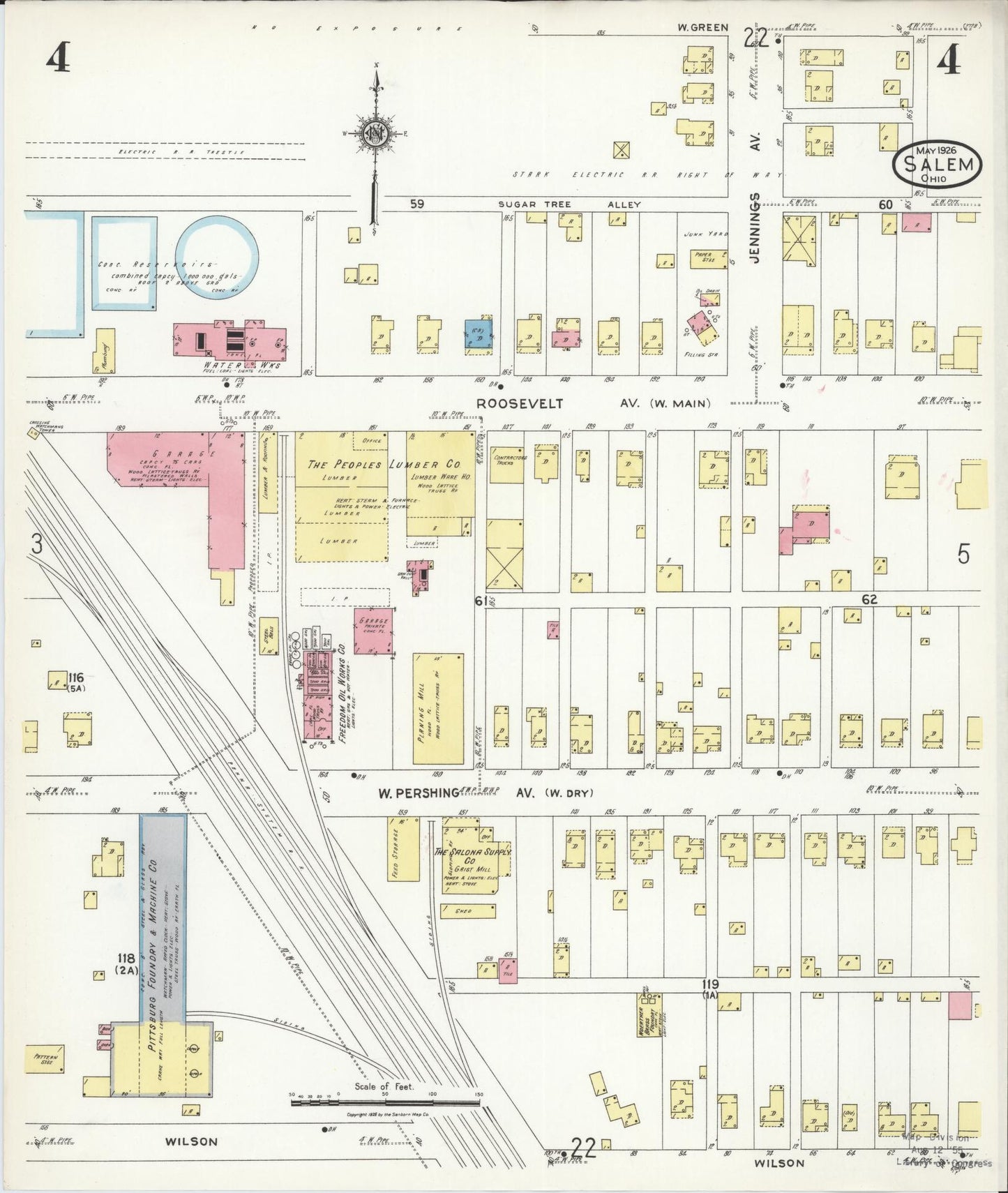 Sanborn Fire Insurance Map from Salem, Columbiana County, Ohio (1926), Sheet #0004 - Complete Map Set gallery image, historic Sanborn map, vintage wall art, Ohio Ohio