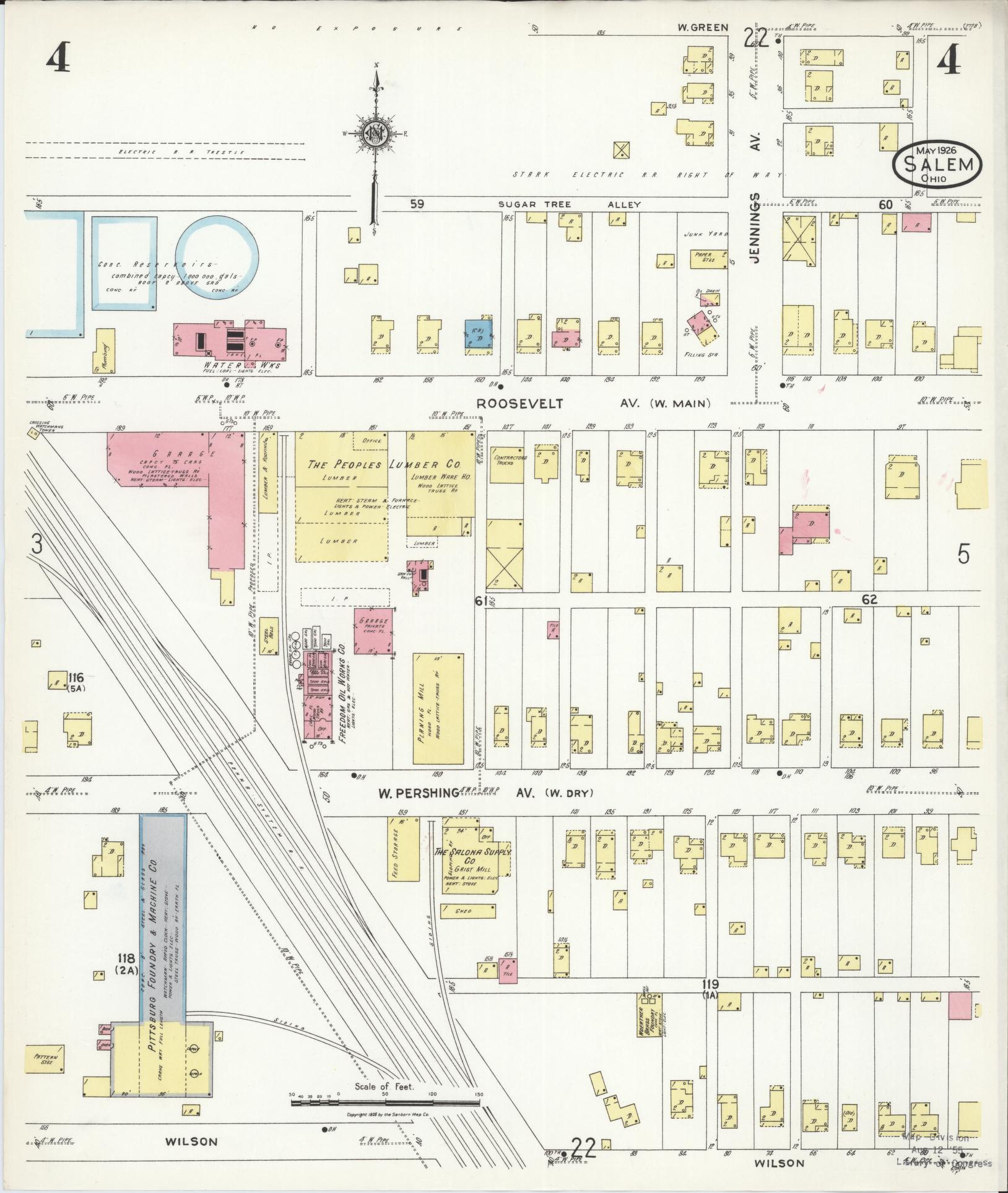 Sanborn Fire Insurance Map from Salem, Columbiana County, Ohio (1926), Sheet #0004 - Complete Map Set gallery image, historic Sanborn map, vintage wall art, Ohio Ohio