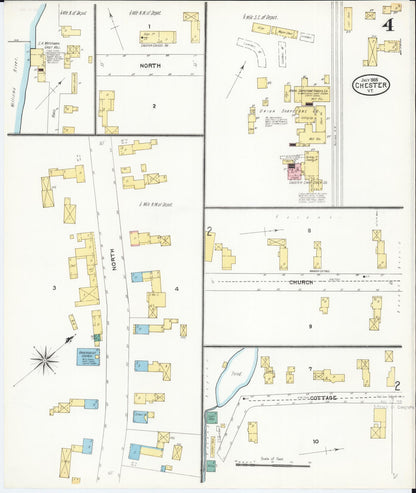 Sanborn Fire Insurance Map from Chester, Windsor County, Vermont (1905), Sheet #0004 - Complete Map Set gallery image, historic Sanborn map, vintage wall art, Vermont Vermont