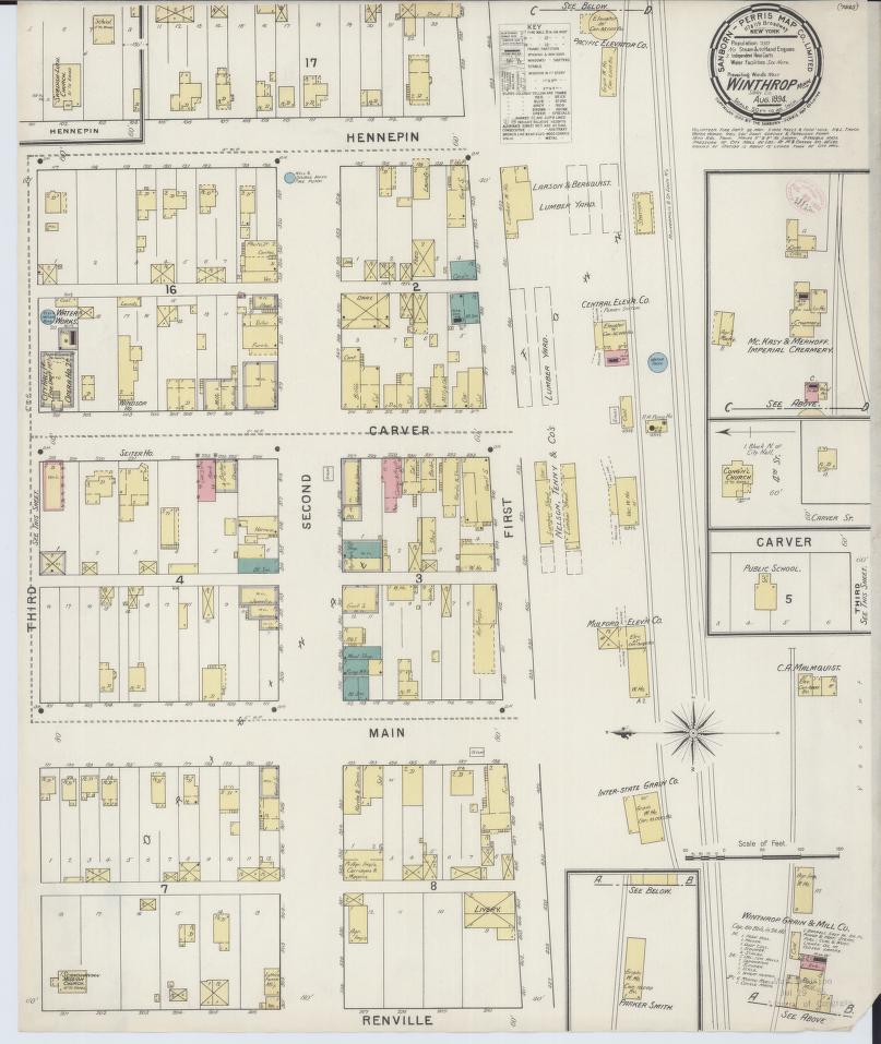 Sanborn Fire Insurance Map from Winthrop, Sibley County, Minnesota. (1894) – Map View