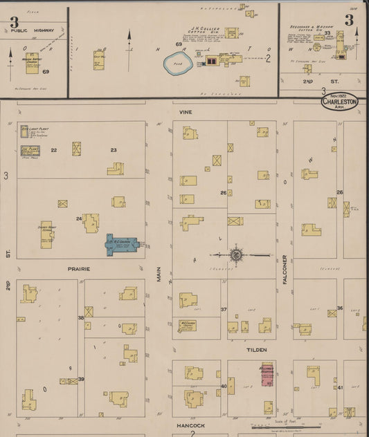 Sanborn Fire Insurance Map from Charleston, Franklin County, Arkansas (1922), Sheet #0003 - Historic Sanborn Fire Insurance Map Print, vintage old map wall art, antique decor, genealogy gift, Arkansas Arkansas map