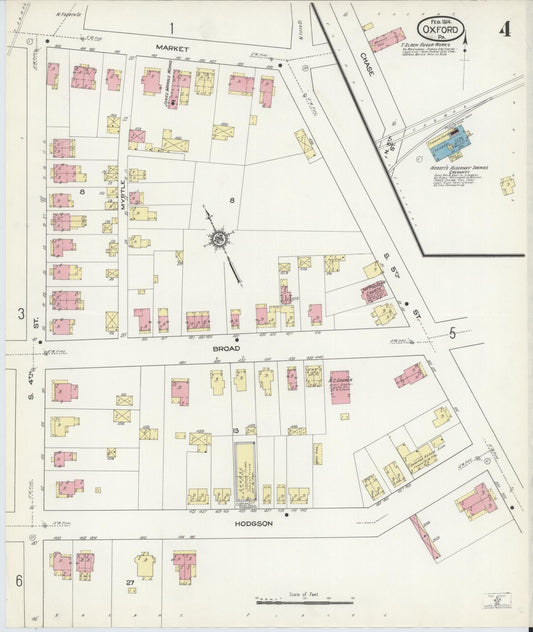 Sanborn Fire Insurance Map from Oxford, Chester County, Pennsylvania (1914), Sheet #0004 - Historic Sanborn Fire Insurance Map Print, vintage old map wall art, antique decor, genealogy gift, Pennsylvania Pennsylvania map