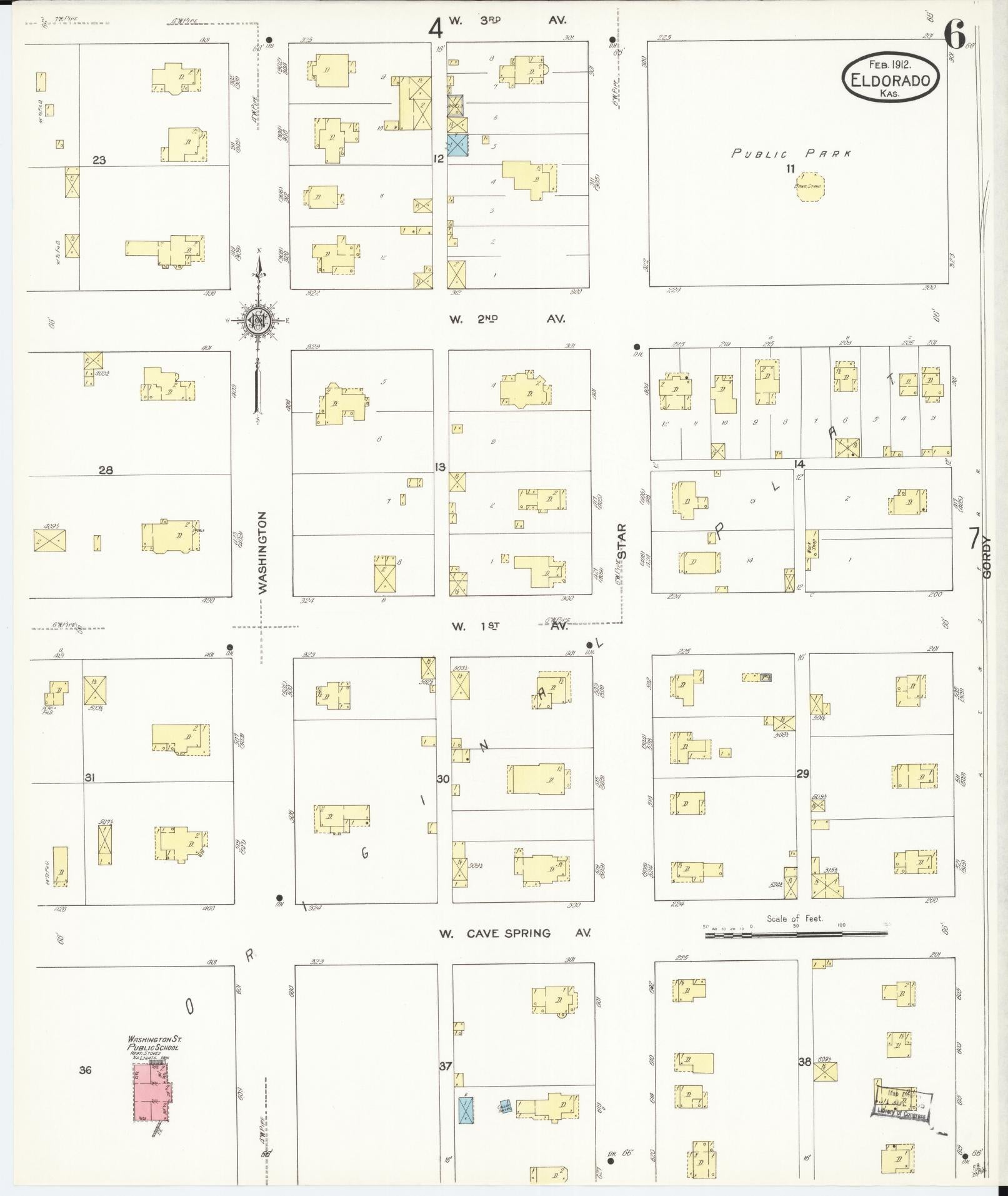 Sanborn Fire Insurance Map from El Dorado, Butler County, Kansas (1912), Sheet #0006 - Historic Sanborn Fire Insurance Map Print, vintage old map wall art, antique decor, genealogy gift, Kansas Kansas map