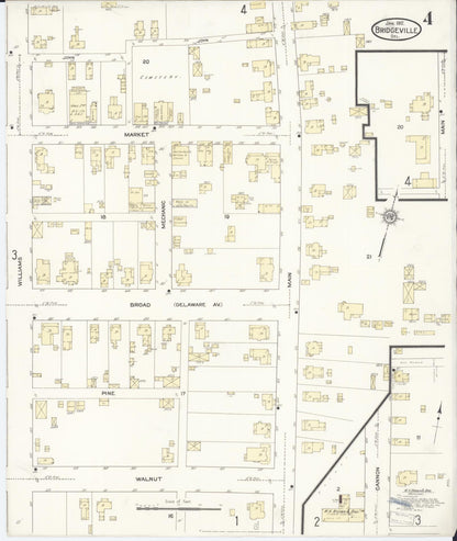 Sanborn Fire Insurance Map from Bridgeville, Sussex County, Delaware (1912), Sheet #0004 - Complete Map Set gallery image, historic Sanborn map, vintage wall art, Delaware Delaware