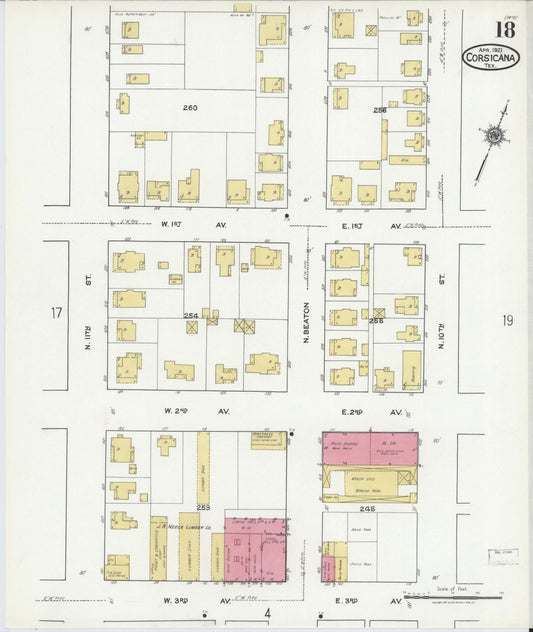 Sanborn Fire Insurance Map from Corsicana, Navarro County, Texas (1921), Sheet #0018 - Historic Sanborn Fire Insurance Map Print, vintage old map wall art, antique decor, genealogy gift, Texas Texas map
