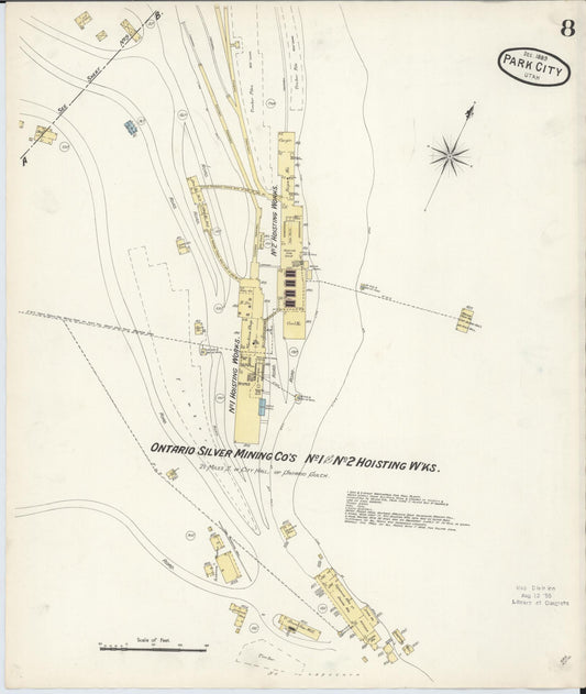 Sanborn Fire Insurance Map from Park City, Summit County, Utah (1889), Sheet #0008 - Historic Sanborn Fire Insurance Map Print, vintage old map wall art, antique decor, genealogy gift, Utah Utah map