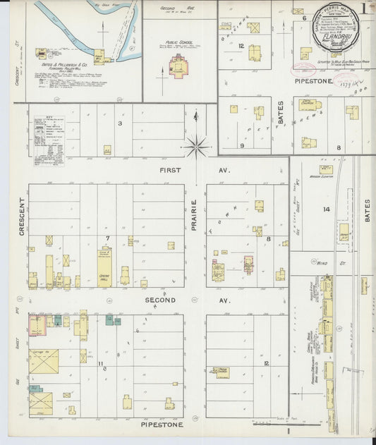 Sanborn Fire Insurance Map from Flandreau, Moody County, South Dakota (1892), Sheet #0001 - Historic Sanborn Fire Insurance Map Print, vintage old map wall art, antique decor, genealogy gift, South Dakota South Dakota map