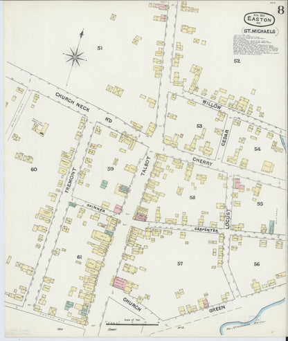 Sanborn Fire Insurance Map from Easton, Talbot County, Maryland (1891), Sheet #0008 - Complete Map Set gallery image, historic Sanborn map, vintage wall art, Maryland Maryland