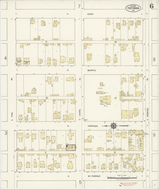 Sanborn Fire Insurance Map from Fort Bragg, Mendocino County, California (1919), Sheet #0006 - Historic Sanborn Fire Insurance Map Print, vintage old map wall art, antique decor, genealogy gift, California California map