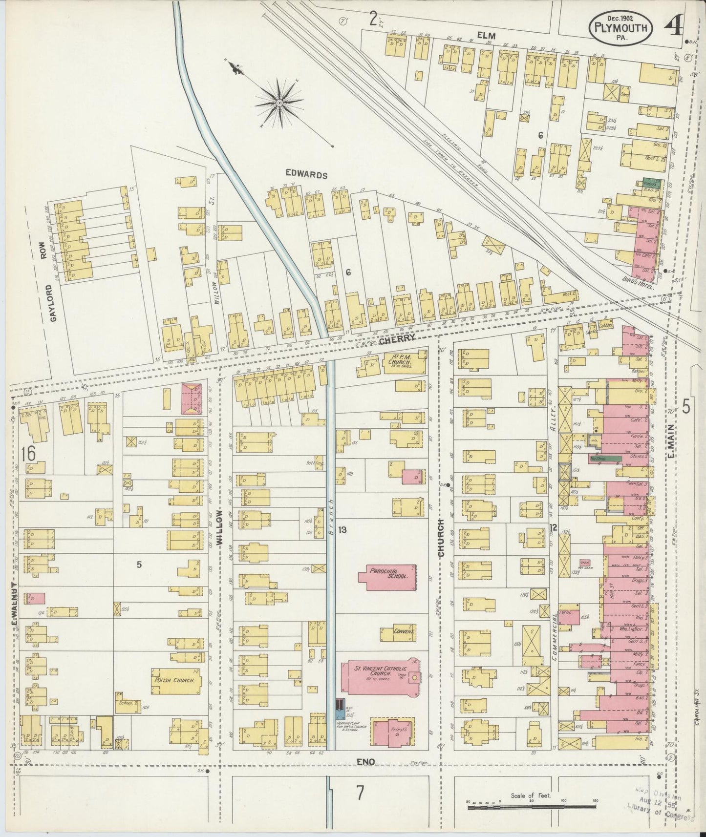Sanborn Fire Insurance Map from Plymouth, Luzerne County, Pennsylvania (1902), Sheet #0004 - Complete Map Set gallery image, historic Sanborn map, vintage wall art, Pennsylvania Pennsylvania