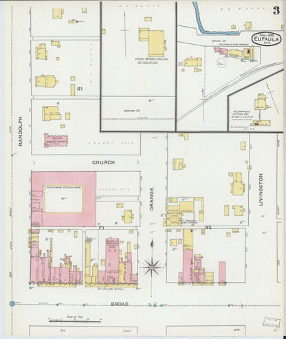 Sanborn Fire Insurance Map from Eufaula, Barbour County, Alabama (1892), Sheet #0003 - Complete Map Set gallery image, historic Sanborn map, vintage wall art, Alabama Alabama
