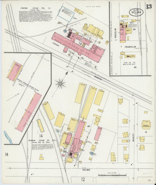 Sanborn Fire Insurance Map from Selma, Dallas County, Alabama (1898), Sheet #0013 - Historic Sanborn Fire Insurance Map Print, vintage old map wall art, antique decor, genealogy gift, Alabama Alabama map