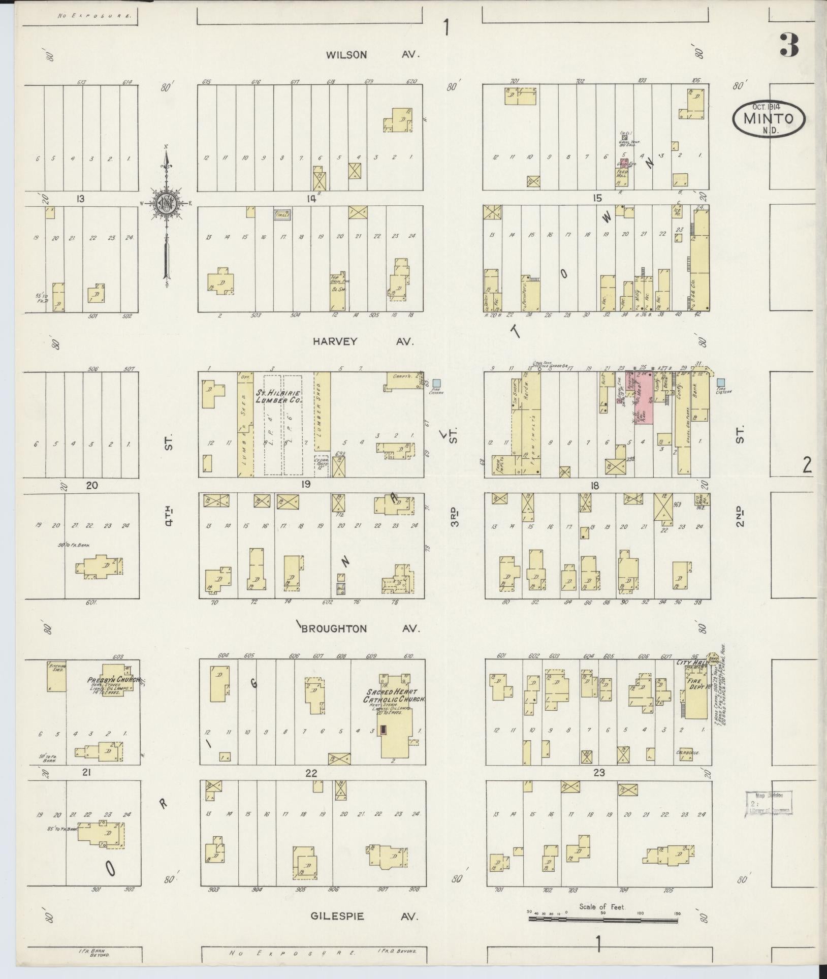 Sanborn Fire Insurance Map from Minto, Walsh County, North Dakota (1914), Sheet #0003 - Historic Sanborn Fire Insurance Map Print, vintage old map wall art, antique decor, genealogy gift, North Dakota North Dakota map