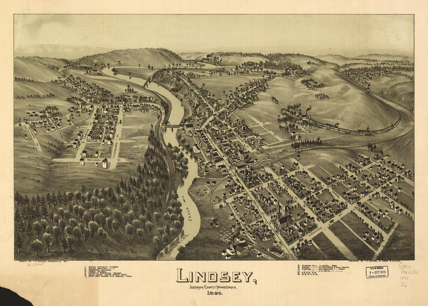 Lindsey, Jefferson County, Pennsylvania. (1895) – Historic Bird’s-Eye View Panorama Print