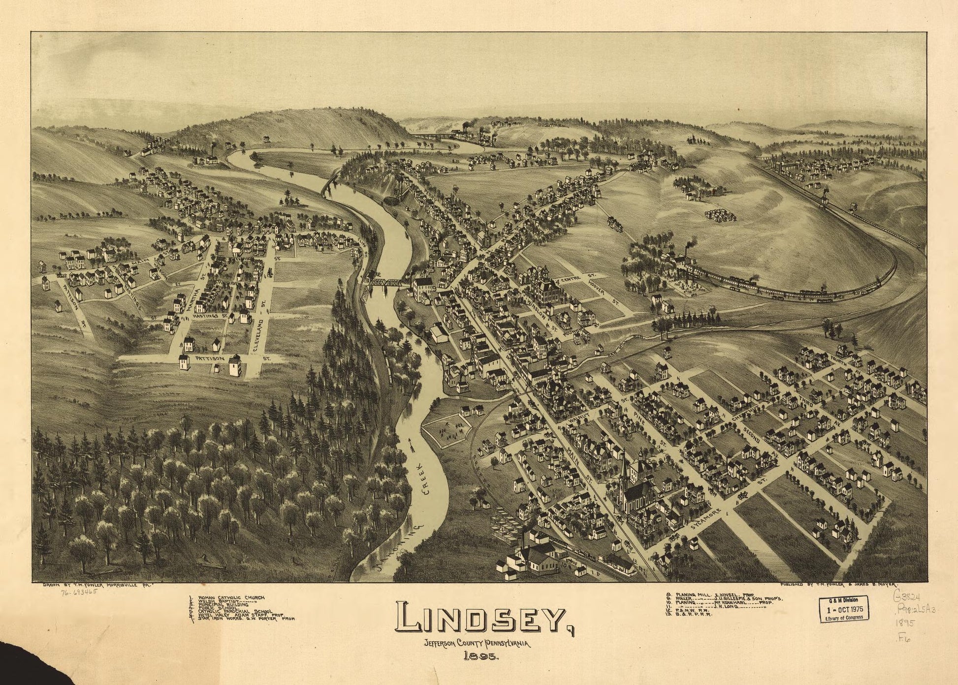 Lindsey, Jefferson County, Pennsylvania. (1895) – Historic Bird’s-Eye View Panorama Print