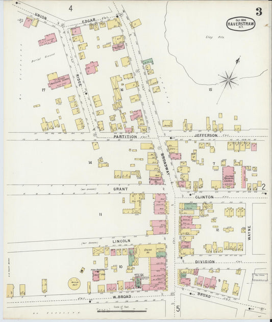 Sanborn Fire Insurance Map from Haverstraw, Rockland County, New York (1896), Sheet #0003 - Historic Sanborn Fire Insurance Map Print, vintage old map wall art, antique decor, genealogy gift, New York New York map