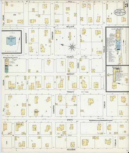 Sanborn Fire Insurance Map from Decatur, Wise County, Texas (1902), Sheet #0003 - Complete Map Set gallery image, historic Sanborn map, vintage wall art, Texas Texas