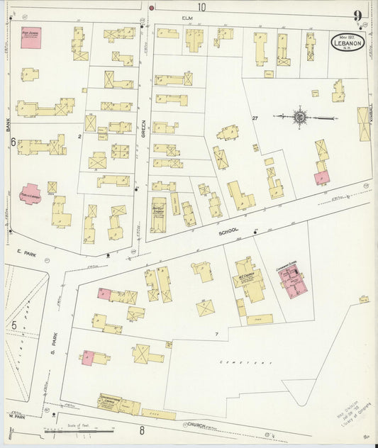 Sanborn Fire Insurance Map from Lebanon, Grafton County, New Hampshire (1912), Sheet #0009 - Historic Sanborn Fire Insurance Map Print, vintage old map wall art, antique decor, genealogy gift, New Hampshire New Hampshire map