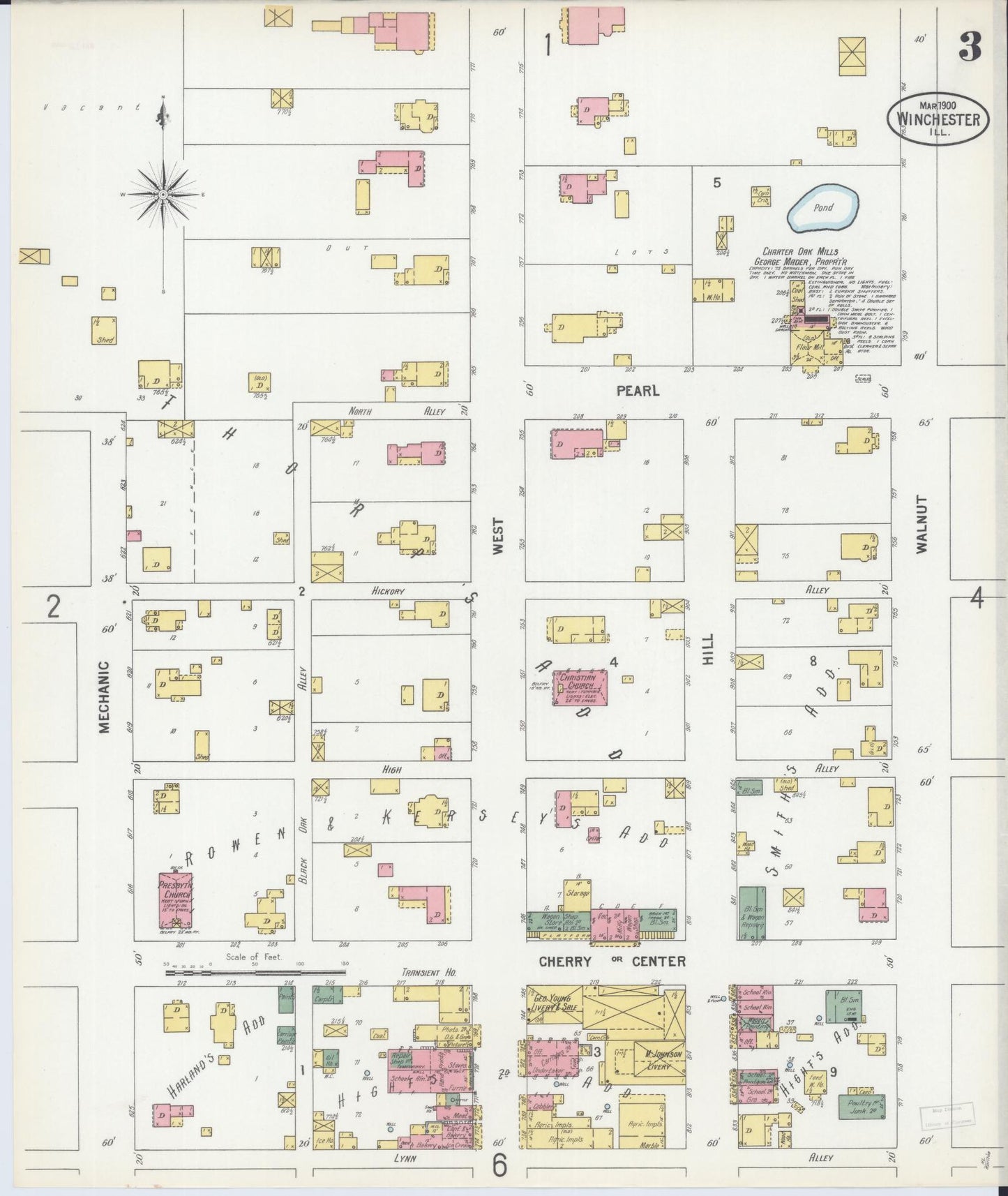 Sanborn Fire Insurance Map from Winchester, Scott County, Illinois (1900), Sheet #0003 - Complete Map Set gallery image, historic Sanborn map, vintage wall art, Illinois Illinois