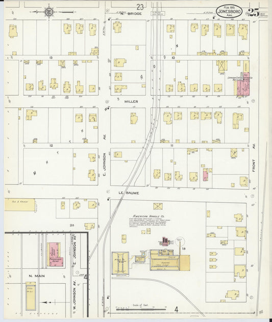 Sanborn Fire Insurance Map from Jonesboro, Craighead County, Arkansas (1913), Sheet #0025 - Historic Sanborn Fire Insurance Map Print, vintage old map wall art, antique decor, genealogy gift, Arkansas Arkansas map