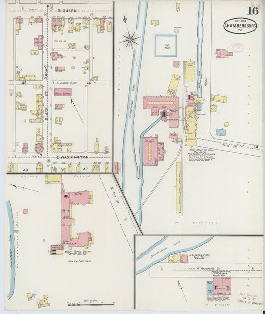 Sanborn Fire Insurance Map from Chambersburg, Franklin County, Pennsylvania (1894), Sheet #0016 - Historic Sanborn Fire Insurance Map Print, vintage old map wall art, antique decor, genealogy gift, Pennsylvania Pennsylvania map