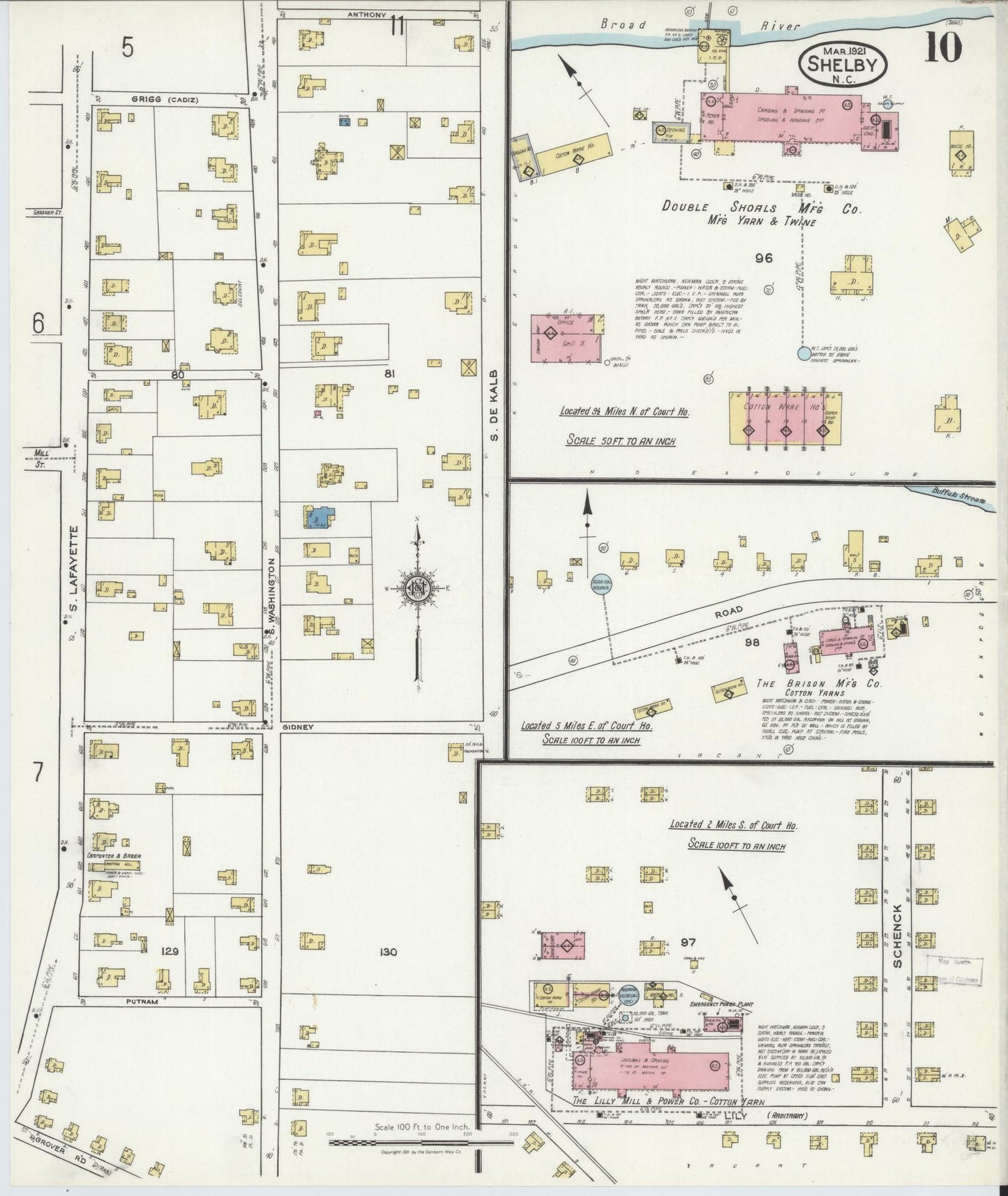 Sanborn Fire Insurance Map from Shelby, Cleveland County, North Carolina (1921), Sheet #0010 - Complete Map Set gallery image, historic Sanborn map, vintage wall art, North Carolina North Carolina