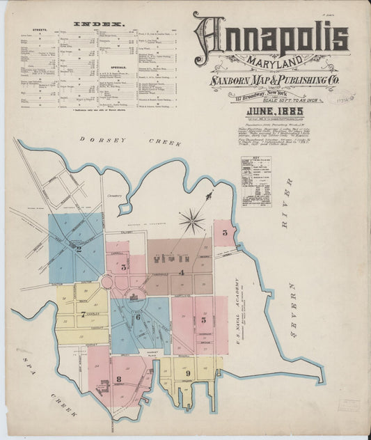 Sanborn Fire Insurance Map from Annapolis, Anne Arundel County, Maryland. (1885) – Historic Sanborn Fire Insurance Map Print