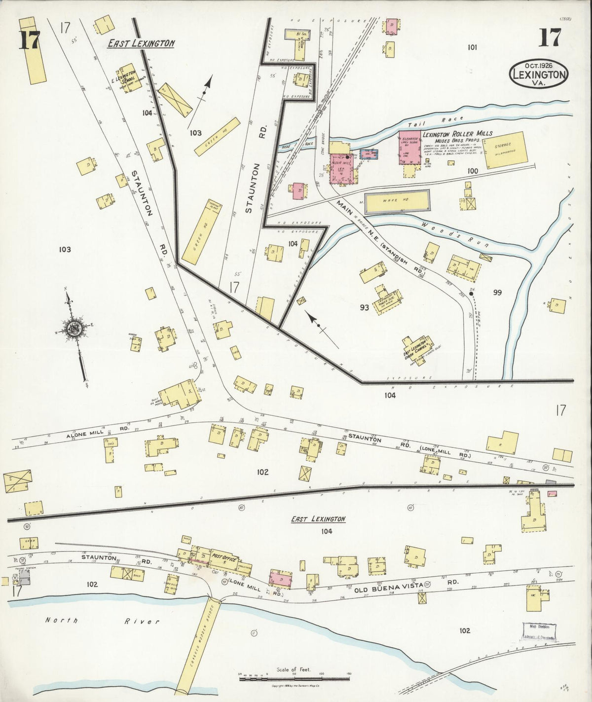 Sanborn Fire Insurance Map from Lexington, Independent Cities, Virginia (1926), Sheet #0017 - Complete Map Set gallery image, historic Sanborn map, vintage wall art, Virginia Virginia