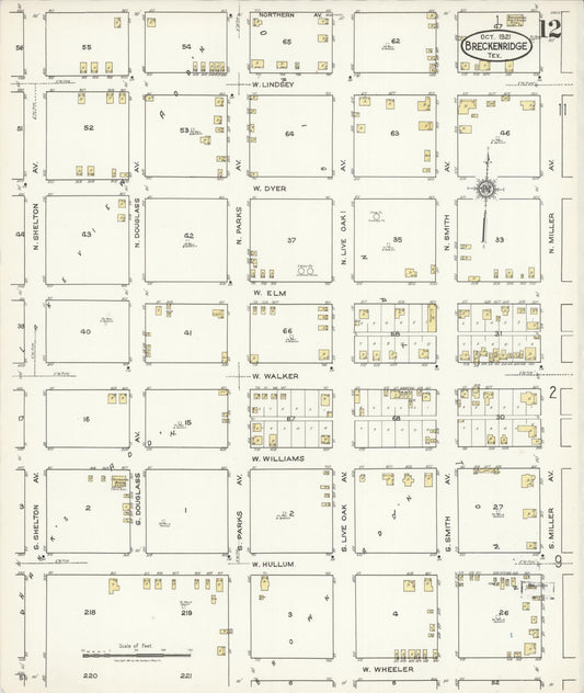Sanborn Fire Insurance Map from Breckenridge, Stephens County, Texas (1921), Sheet #0012 - Historic Sanborn Fire Insurance Map Print, vintage old map wall art, antique decor, genealogy gift, Texas Texas map