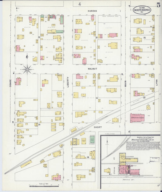 Sanborn Fire Insurance Map from Independence, Jackson County, Missouri (1898), Sheet #0005 - Historic Sanborn Fire Insurance Map Print, vintage old map wall art, antique decor, genealogy gift, Missouri Missouri map
