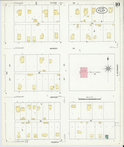 Sanborn Fire Insurance Map from Alva, Woods County, Oklahoma (1909), Sheet #0010 - Complete Map Set gallery image, historic Sanborn map, vintage wall art, Oklahoma Oklahoma