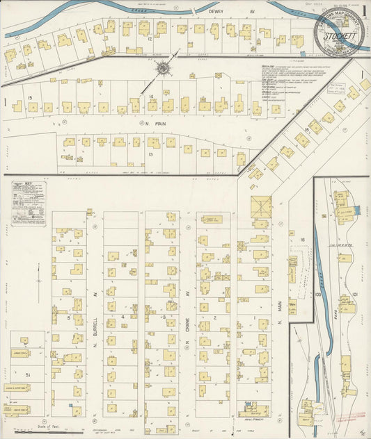 Sanborn Fire Insurance Map from Stockett, Cascade County, Montana (1916), Sheet #0001 - Complete Map Set gallery image, historic Sanborn map, vintage wall art, Montana Montana