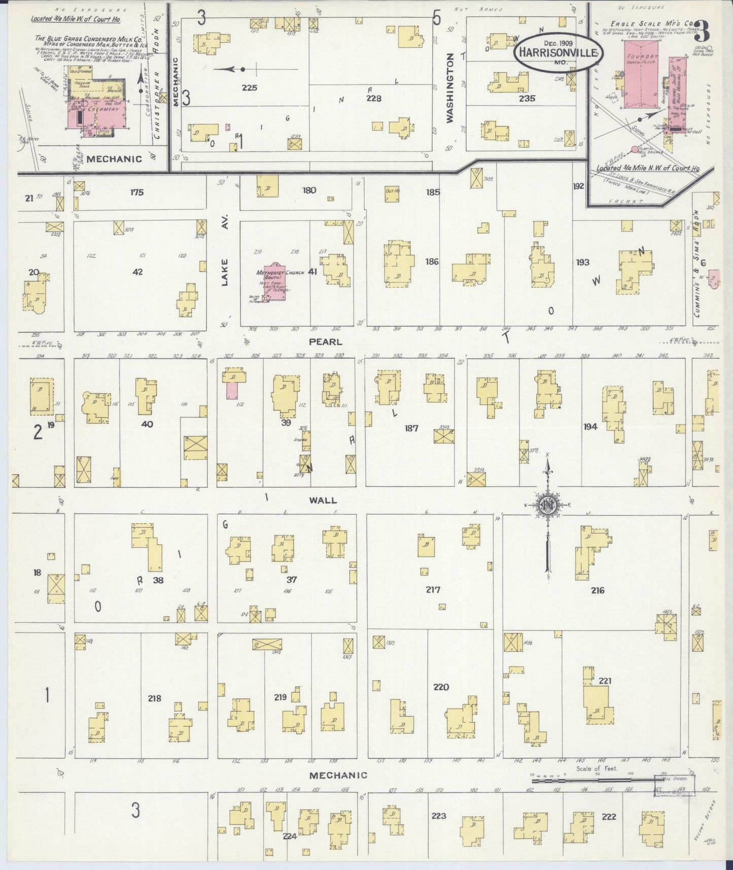Sanborn Fire Insurance Map from Harrisonville, Cass County, Missouri (1909), Sheet #0003 - Complete Map Set gallery image, historic Sanborn map, vintage wall art, Missouri Missouri