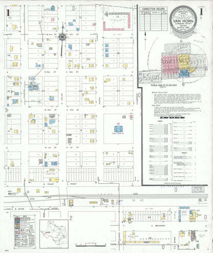 Sanborn Fire Insurance Map from Van Horn, Culberson County, Texas (1950), Sheet #0001 - Historic Sanborn Fire Insurance Map Print, vintage old map wall art, antique decor, genealogy gift, Texas Texas map