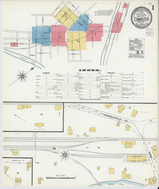 Sanborn Fire Insurance Map from Canisteo, Steuben County, New York (1904), Sheet #0001 - Complete Map Set gallery image, historic Sanborn map, vintage wall art, New York New York