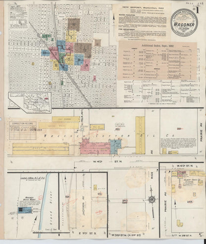 Sanborn Fire Insurance Map from Wagoner, Wagoner County, Oklahoma (1932), Sheet #0001 - Complete Map Set gallery image, historic Sanborn map, vintage wall art, Oklahoma Oklahoma