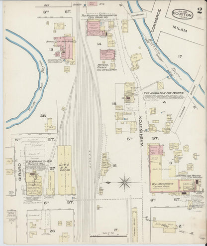 Sanborn Fire Insurance Map from Houston, Harris County, Texas (1885), Sheet #0002 - Complete Map Set gallery image, historic Sanborn map, vintage wall art, Texas Texas