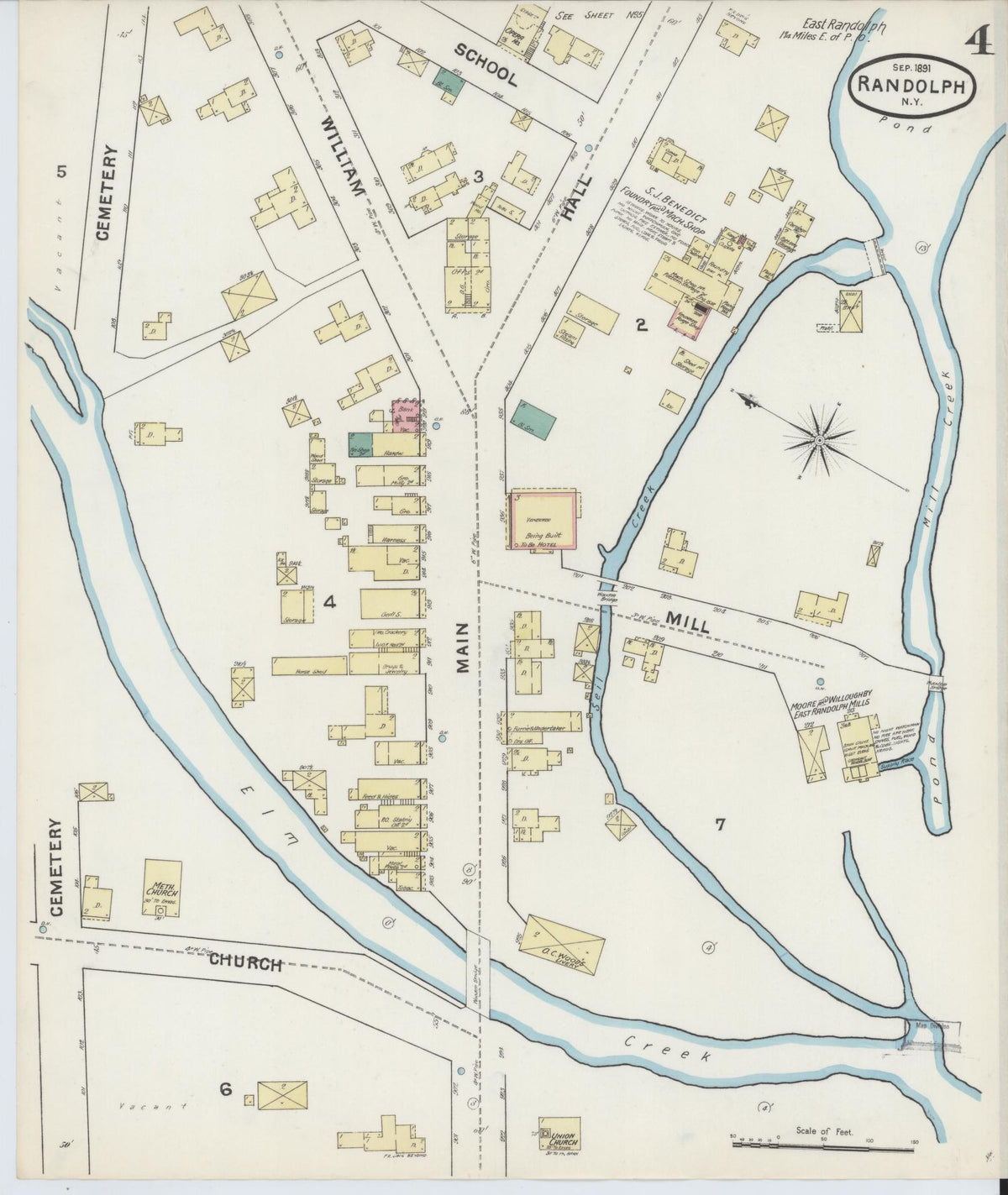Sanborn Fire Insurance Map from Randolph, Cattaraugus County, New York (1891), Sheet #0004 - Complete Map Set gallery image, historic Sanborn map, vintage wall art, New York New York